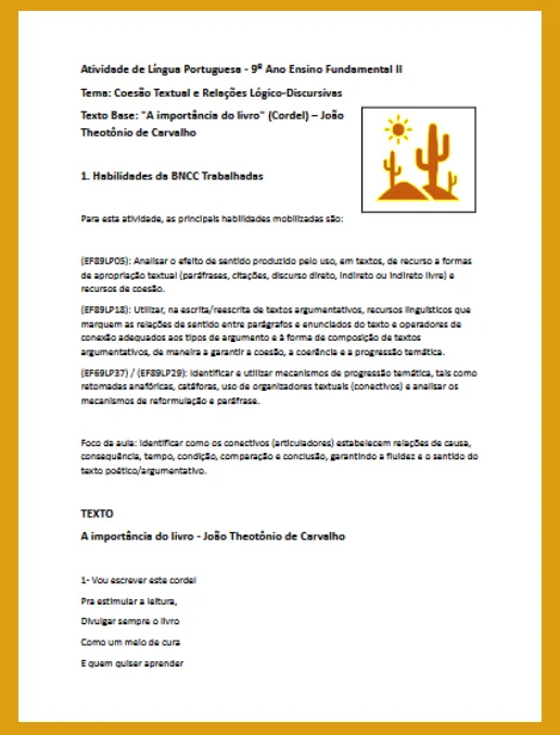 Atividade • Identificar relações lógico-discursivas entre partes de um texto