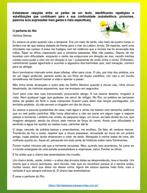 Atividade - Estabelecer relações entre as partes de um texto II