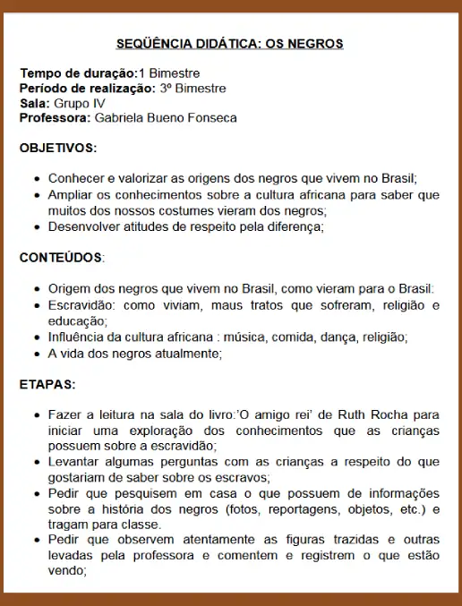 Sequência Didática - Os Negros