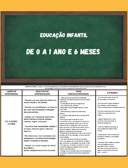 Educação Infantil • Planejamento - De 0 a 1 ano e 6 meses