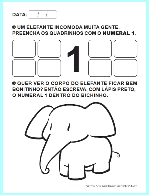 Pré-Escolar • Atividades Matemática - 4 anos