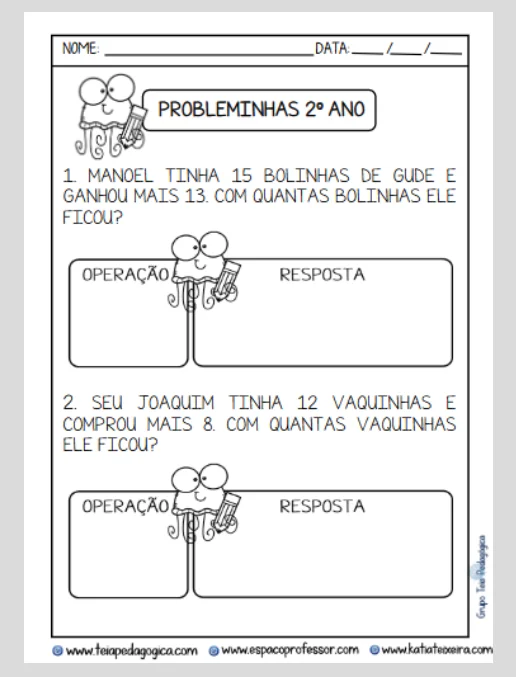 Atividade - Probleminhas 2º Ano Fundamental 