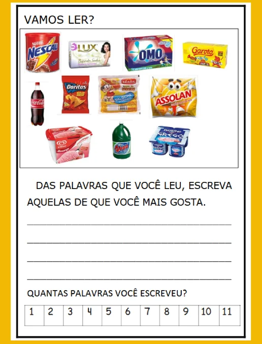 Atividade Rótulos • Língua Portuguesa - 2ºano  