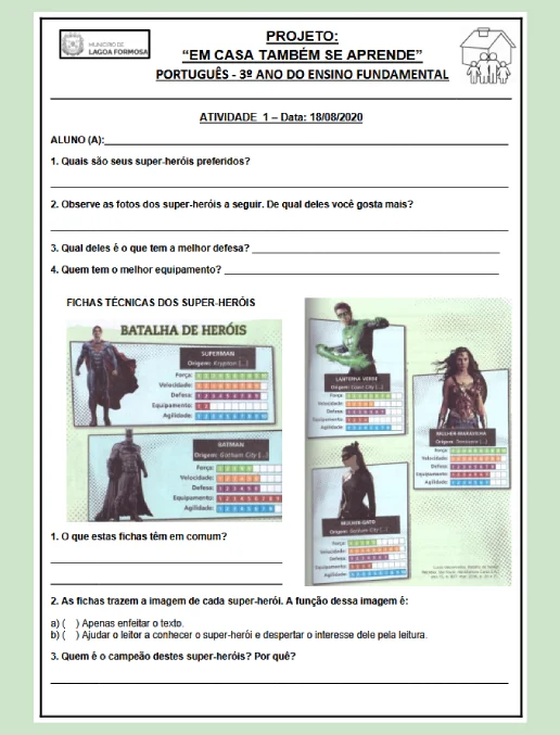 Atividades • Português - Educação Física 3º Ano