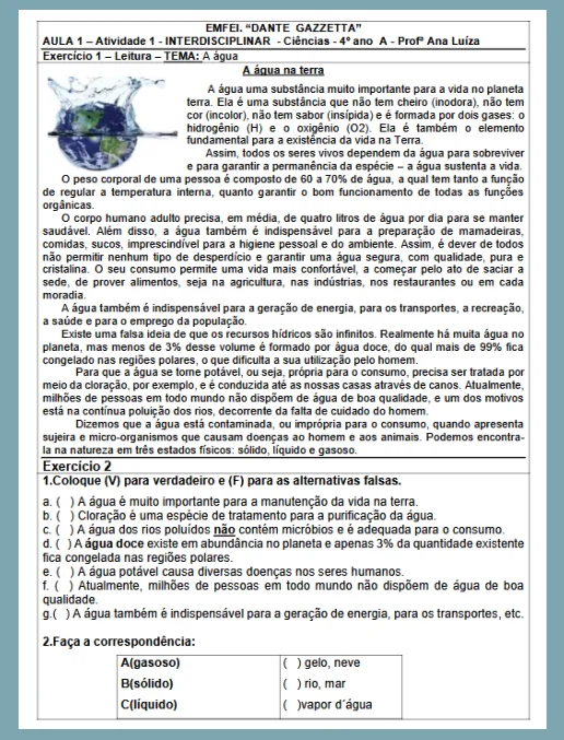 Atividade 1 - Interdisciplinar - 4º Ano Fundamental