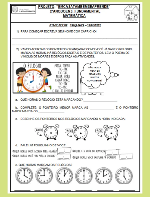 Aprender em casa • Matemática - Ling. Portuguesa 2º ano