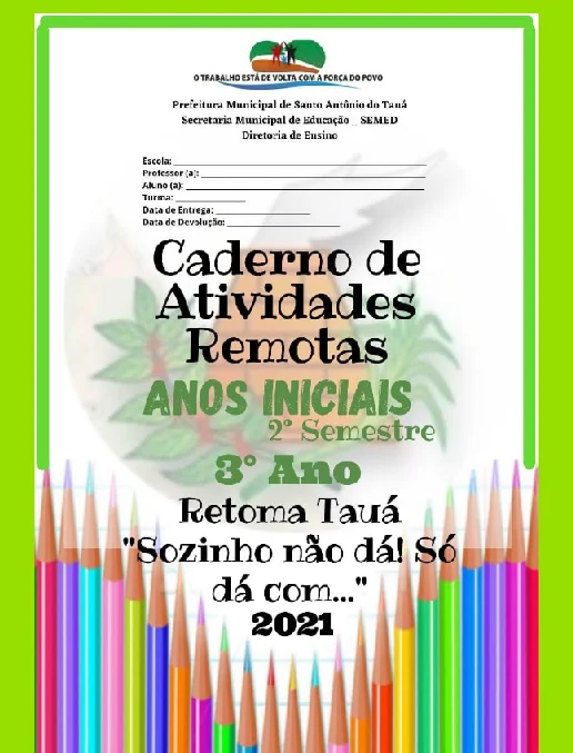 Caderno – Atividades Remotas 3º Ano