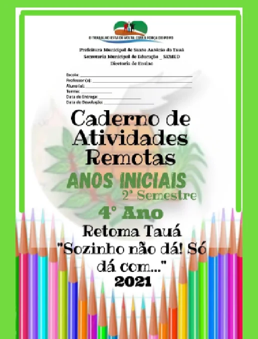 Caderno • Atividades Remotas -4º Ano