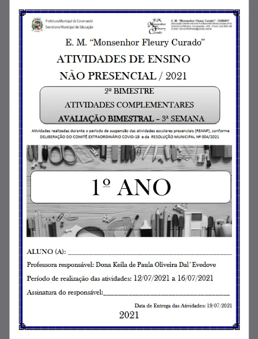 Atividades varias disciplinas - 1º ano