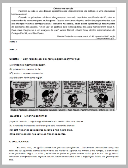 Avaliação Língua Portuguesa – 6º ano (gabarito)