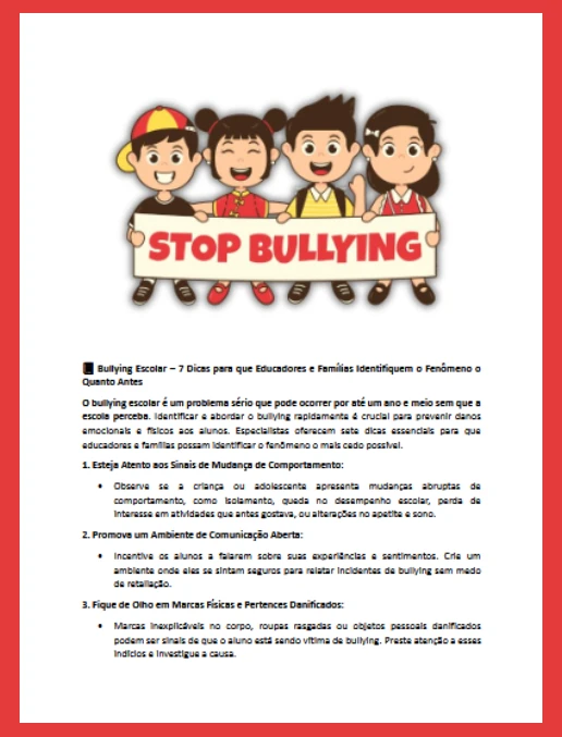 Bullying Escolar - 7 dicas para que educadores e famílias identifiquem