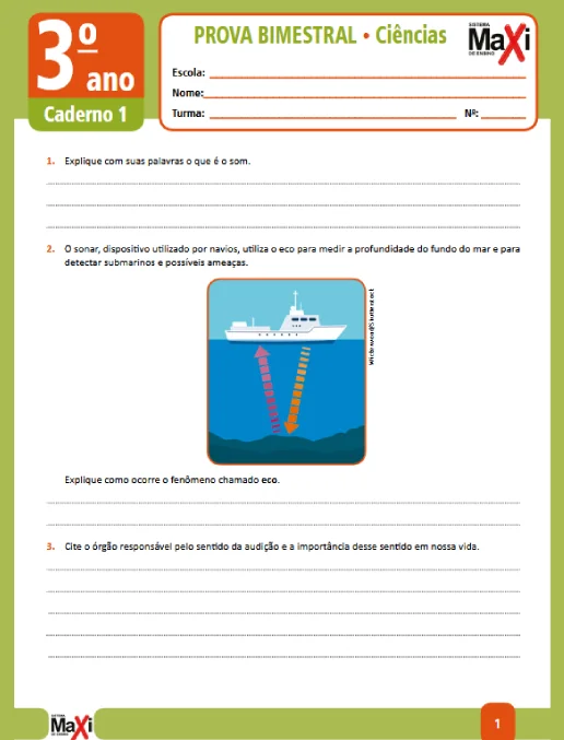 Prova • Ciências – 3º ano caderno 1 - Ens Fund 1