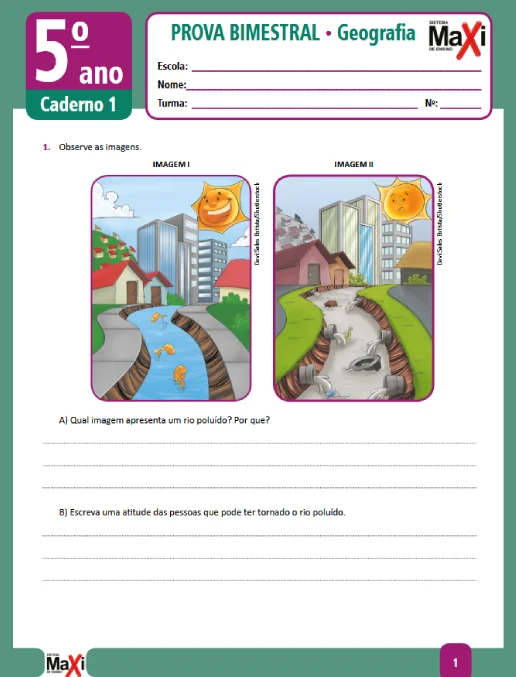 Prova • Geografia – 5º ano caderno 1 - Ens Fund 1