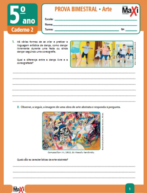 Prova • Arte – 5º ano caderno 2 – Ens Fund 1
