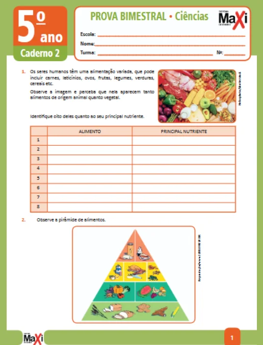 Prova • Ciências – 5º ano caderno 2 – Ens Fund 1