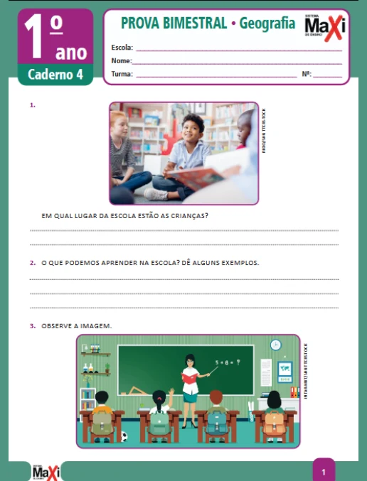 Prova • Geografia – 1º ano caderno 4 – Ens Fund 1