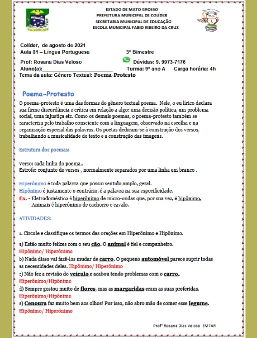 Atividade • Uso dos Porquês Língua Portuguesa 8º ano (gabarito)