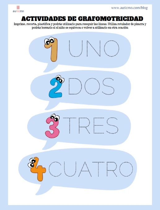 Educ Especial • Espanhol – Grafomotricidad números del 1 al 10