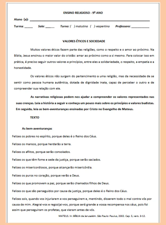 Valores Éticos e Sociedade - Valorização da Vida  9º ano