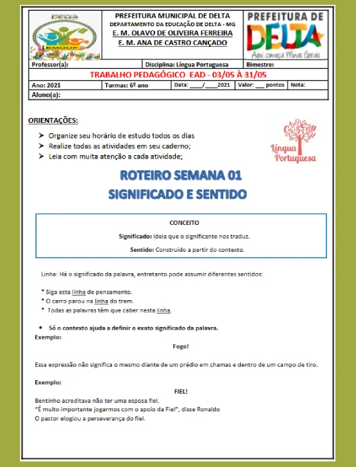 Trabalho Padagógico LP-6º ano
