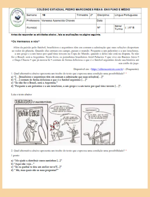 Atividades - Gênero Charge - Língua Portuguesa 6º ano