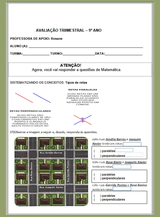 Avaliação Trimestral - Questões Maltidisciplinar 9º ano