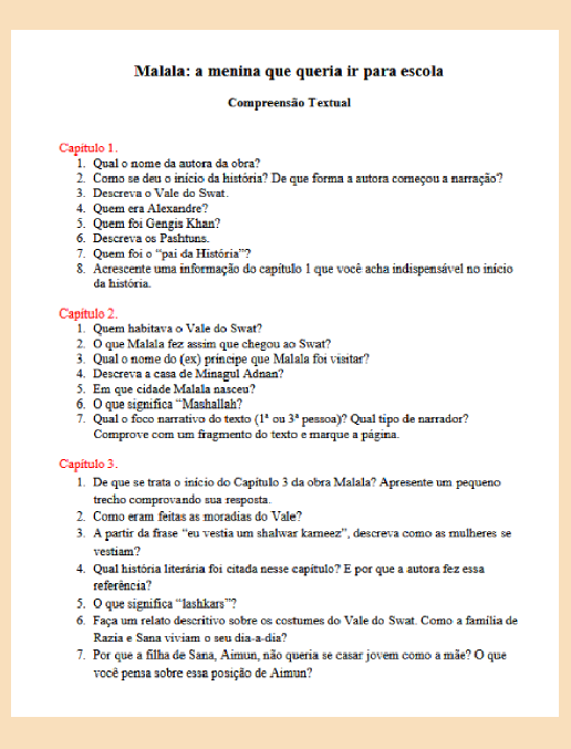 Atividades • Malala - Compreensão Textual
