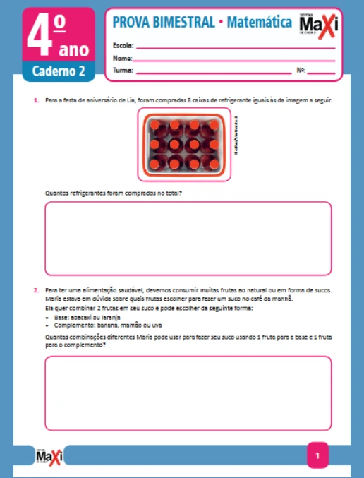 Prova • Matemática – 4º ano caderno 2 – Ens Fund 1