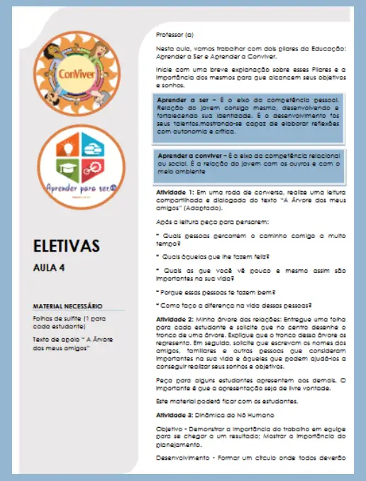 Eletivas • Aprender a Ser - Aprender a Conviver