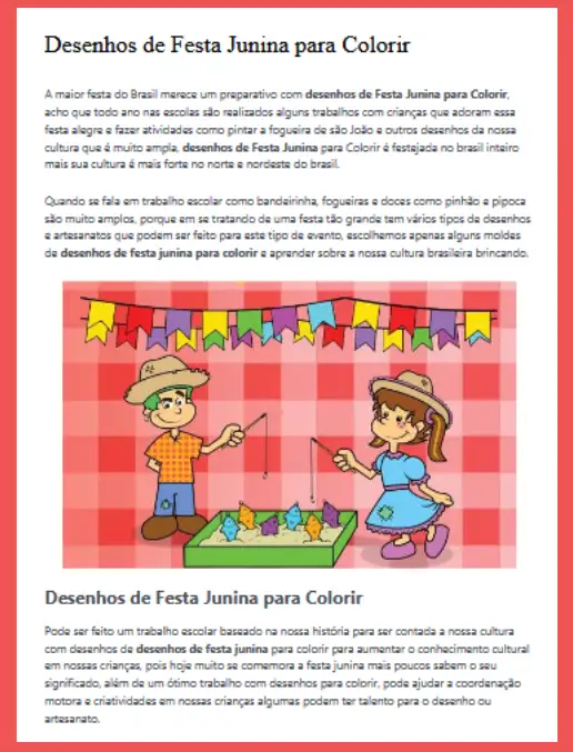 Atividade Junina - Festa  para Colorir