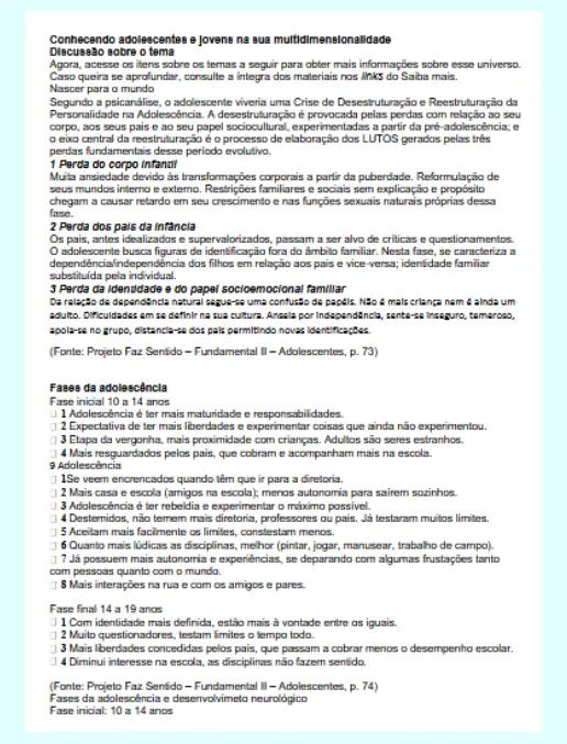 Adolescentes e Juventude