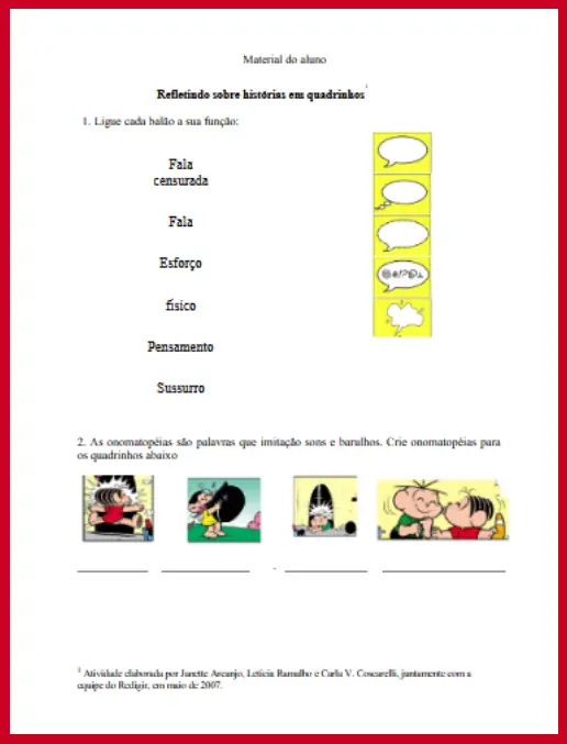 Gêneros Textuais - Refletindo sobre histórias em quadrinhos