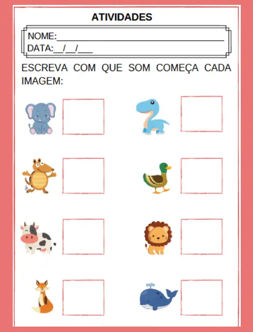 Atividade • Aliteração – Conciência Fonológica
