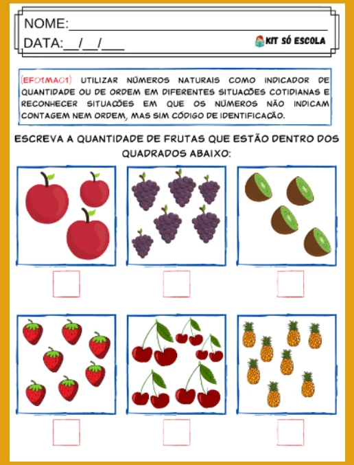 Atividade • Matemática - 1º Ano Fundamental I