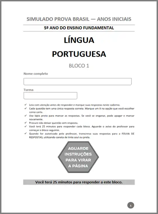 Prova Brasil • Simulado Língua Portuguesa - 5º ano EF