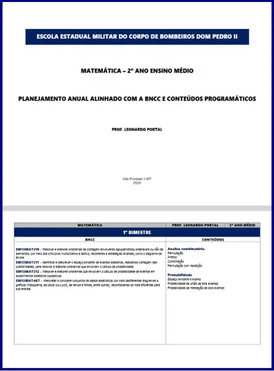 Planejamento • Matemática 2° ano – Ensino Médio