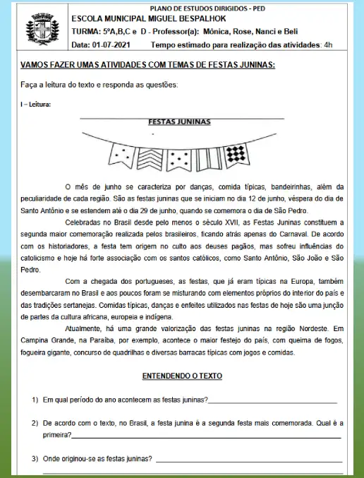 Atividade Junina - Continua a Festança! Vamos lá