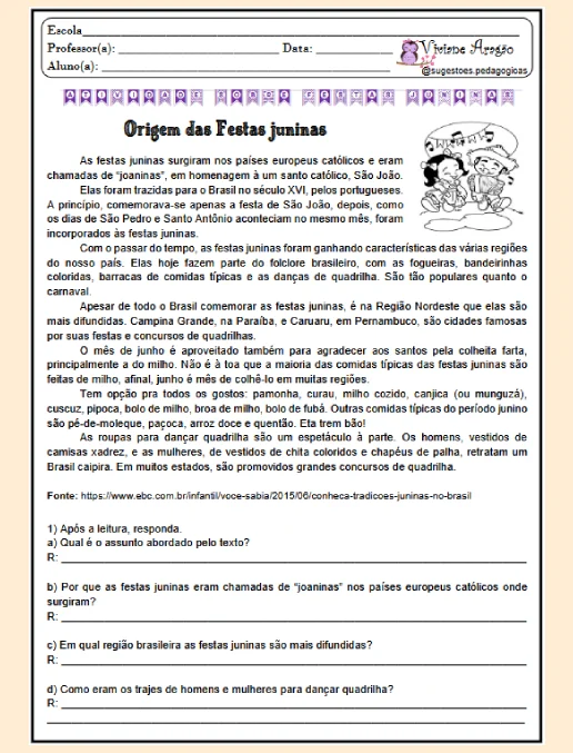 Atividade Junina - Origem das Festas juninas