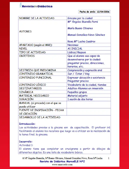 Espanhol • Plano de Aula Lúdico – Gincana por la Ciudad