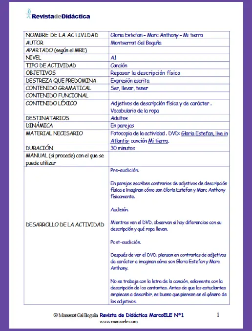 Espanhol • Plano de Aula – Mi Tierra