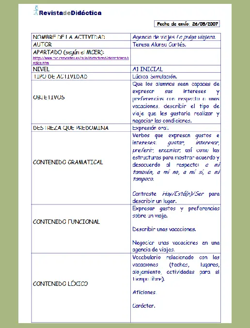 Espanhol • Plano de Aula Lúdico - Vacaciones