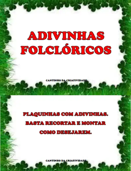 Atividade Folclore • Adivinhas o que é?