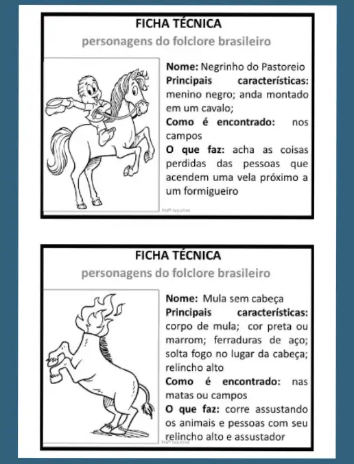 fichas folclore brasiileiro