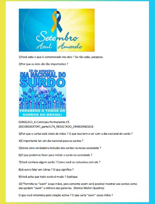 Atividade • Setembro Azul - Amarelo