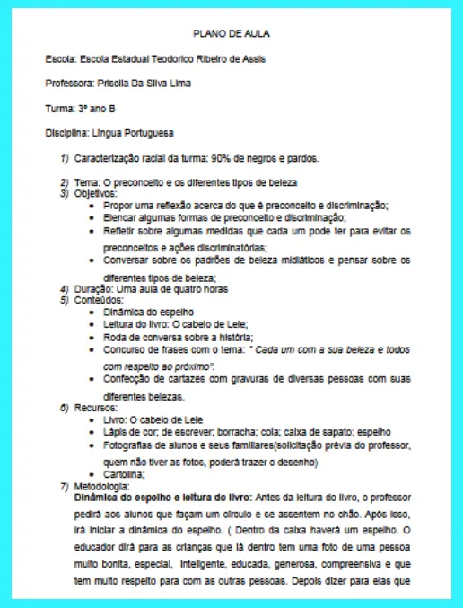Plano de aula - O cabelo de Lele