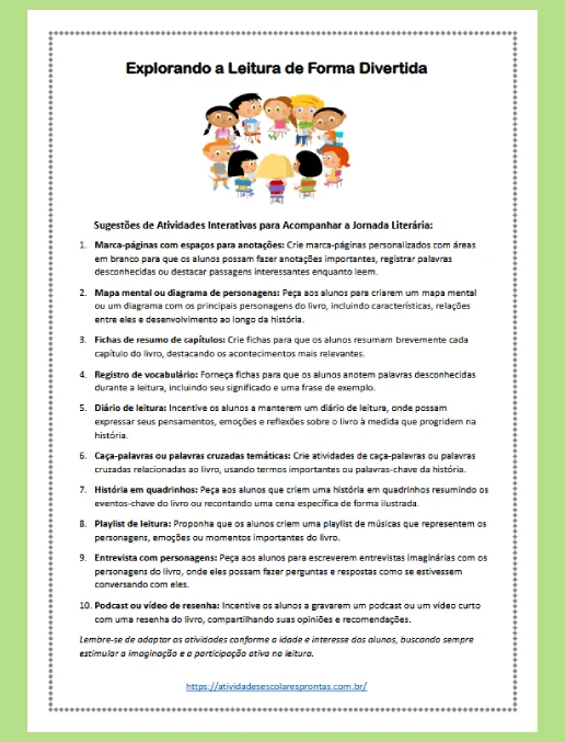 Atividade Interativas para Jornada Literária