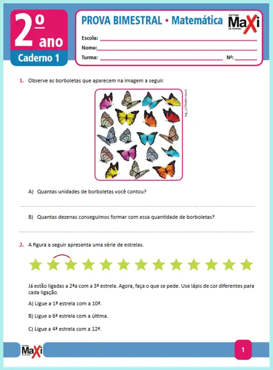 Prova • Matemática – 2º ano caderno 1 – Ens Fund 1