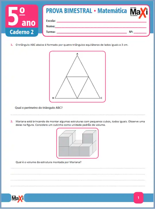 Prova • Matemática – 5º ano caderno 2 – Ens Fund 1