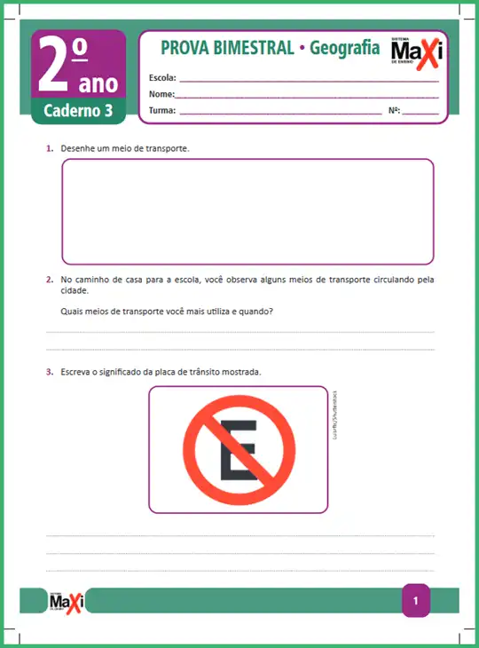 Prova • Geografia – 2º ano caderno 3 – Ens Fund 1