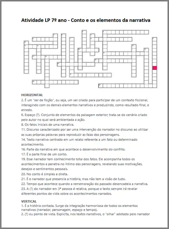 Atividade - Conto e Elementos da Narrativa LP 7º ano 